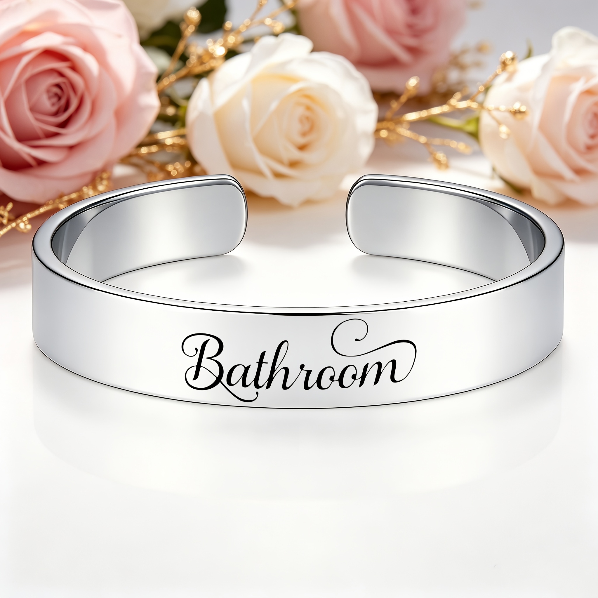 Elegant 304 Stainless Steel Open Bangle, Vintage Light Luxury